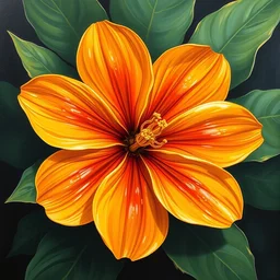 an oil painting of an ohia flower, super high quality, realistic