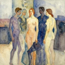 a watercolor painting that represents every aspect sentience from the 19th century in abstract impressionism style, on sale on artsy for 14k usd