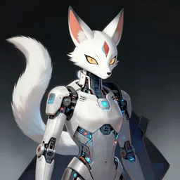 A portrait of a cybernetic kitsune, trending on artstation, digital art, by Stanley Artgerm Lau, WLOP, Rossdraws, James Jean, Andrei Riabovitchev, Marc Simonetti, Yoshitaka Amano