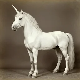 vintage 20s photograph of human unicorn hybrid