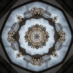 view through kaleidoscope, hexagonal segments, fractals