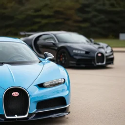 bugatti with distinct foreground, middle ground, background