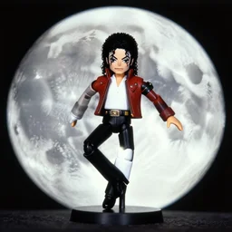 michael jackson as nendoroid doing moonwalk on a moon, kodak film
