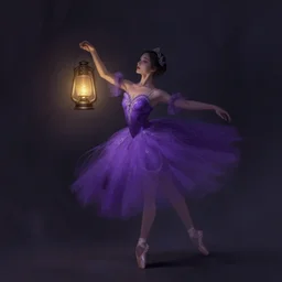 a ballerina in purple holding a lantern, concept art by li fangying, artstation contest winner, fantasy art, dark and mysterious, artstation hd, concept art