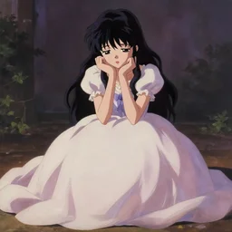 Anime sad princess in full figure, evening, detailed painting, WLOP, Artstation