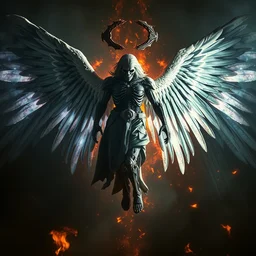 jeff bezos angel of death, apocalypse, hyper realistic, high resolution, textured, dramatic lighting