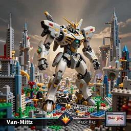 magic the gathering art, ver.ka mecha machinarium, complex elaborate lego cityscape by Dan Mumford and by Dan Witz