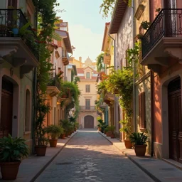 a professional photographic view picture of a alley in a high class beautiful morning town, photographic filter unreal engine 5 realistic hyperdetailed 8 k ultradetail cinematic concept art volumetric lighting, very beautiful scenery, very realistic effect, hd, hdr, cinematic 4 k wallpaper, 8 k, sharp focus, octane render, ultra detailed, high resolution, artstation trending on artstation in the style of albert dros glowing rich colors powerful imagery