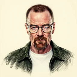 A sketch of Walter White from breaking bad, still image