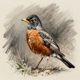 hand drawn american robin