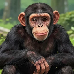 smiling chimpanzee, anime art style