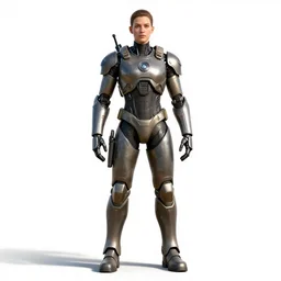cyborg soldier, detailed 3d character render, full body, standing, isolated on a pure white background, centered, whole figure in frame, sharp focus, studio lighting