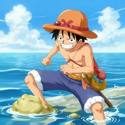 luffy taking a shit on the ocean