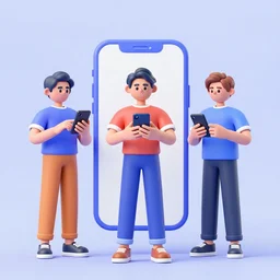 ui art people with smartphones, clean vector art 3 d model, global illumination, by lois van baarle, ilya kuvshinov, kilian eng,