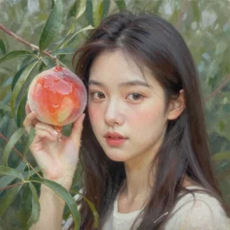 Yan-Yan with peach glaze, oil painting,