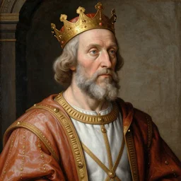 a highly detailed renaissance painting of a very old king