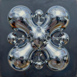 futuristic chrome blob kinetic art oil painting