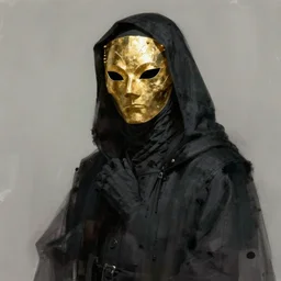 Cult leader wearing black robes and a golden mask as a fantasy D&D character, portrait art by Donato Giancola and James Gurney, digital art, trending on artstation