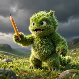 a fast pencil of a grass monster