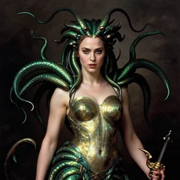 gal gadot in medusa by caravaggio