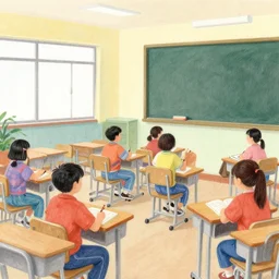 a real drawing of a classroom