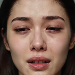 a candid extreme closeup portrait of an expressive face of a young woman who just finished crying by annie leibovitz