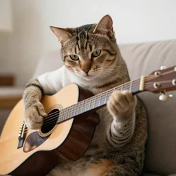 cat playing the guitar