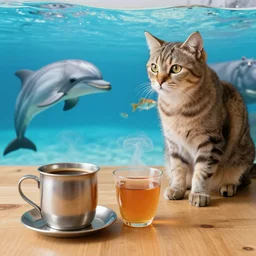 cat, dog, fish, hippo, dorphin, air, metal, cup, wood, tea, coffee