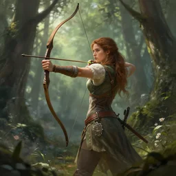 fantasy art of a female forest archer in the style of greg rutkowski