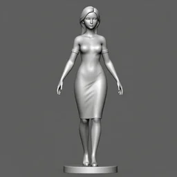 z - brush 3 d model of a full - figure woman in a dress.