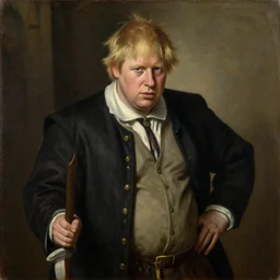 a painting of boris johnson as a peasant in 1 2 th century england, british museum, oil on canvas