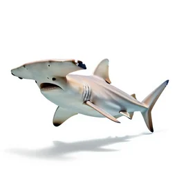 albino hammerhead shark, professional studio photo, full body, isolated on a pure white background, centered, entire subject in frame, sharp focus, soft studio lighting