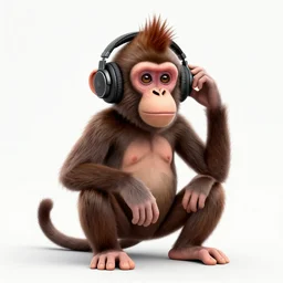 monkey with headphones and mohawk, extremely detailed, sharp focus, wide view, full body pose, smooth, digital illustration, by james jean, by rossdraws, frank franzzeta, mcbess, sakimichan, brosmin, danton fadeev, steve simpson