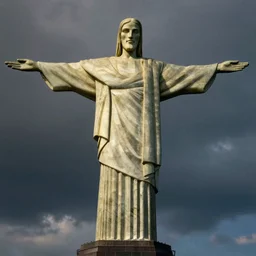 statue of christ the redeemer is playing guitar