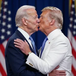 Joe biden and donald trump romantic kissing