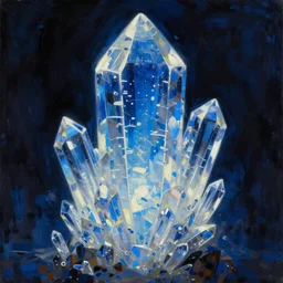 a gigantic glowing crystal, high detailed beksinski painting, part by adrian ghenie and gerhard richter. masterpiece, deep colours, blue