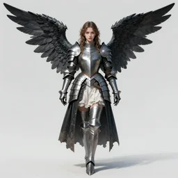 horizontal portrait of an angel knight gothic girl in dark and white dragon armor, rococo outfit. by gaston bussiere, by rembrandt, 1 6 6 7, artstation trending, blue light, by konstantin razumov *