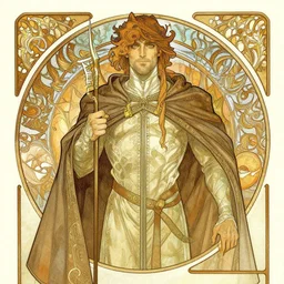gwyn, lord of cinder, intricate illustration by krenz cushart, alphonse mucha, artgerm, trending on artstation