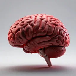 a floating brain watching a movie, red black colour scheme, highly detailed