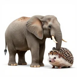 a hybrid with features of an elephant and a hedgehog