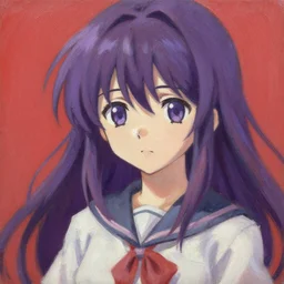 expressive oil painting of the character madotsuki from the game yume nikki