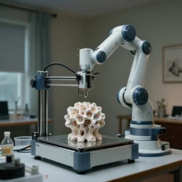 a complex bifurcated robotic cnc surgical arm hybrid 3 d printer machine making organic ceramic kintsugi mandlebulb forms in the living room laboratory, film still from the movie directed by denis villeneuve with art direction by salvador dali, wide lens, f 3 2, cinematic lighting, studio quality, smooth render, unreal engine 5 rendered, octane rendered