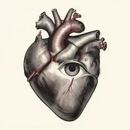 a drawing of a heart and an eye, a mid - nineteenth century engraving by laszlo moholy - nagy, behance, orphism, woodcut, photoillustration