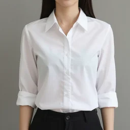 photo of a woman wearing a white blouse