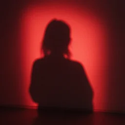 she sees her own shadow cast in red light and outlined on the floor below her and it is perfect