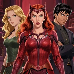 scarlet johansson as scarlet witch by dave dorman and greg rutkowski and ilya kuvshinov