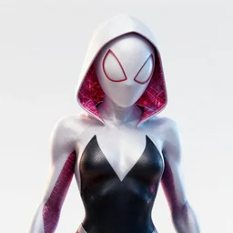 a portrait of spider gwen in the style of cyberpunk,, single head, no double head,