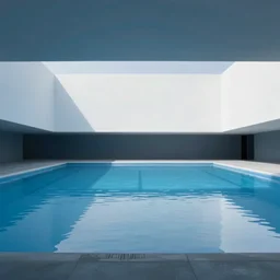 a very large empty pool, liminal space, white and blue, horizontally symmetrical, octane render, sharp focus, very detailed