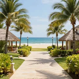 a resort leading to a view of the beach