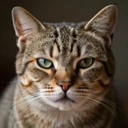 photographic portrait wrinkly max ersnt sad cat face, editorial